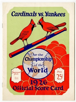1926 World Series Scorecard – New York Yankees at St. Louis Cardinals 